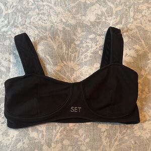 SET Active Black Ribbed Sports Bra